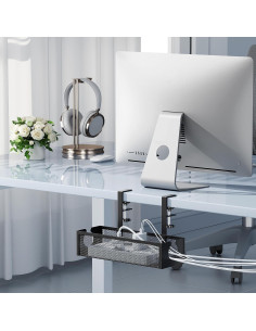 Bandeja de Gestión de Cables YECAYE Negra para Escritorio 2