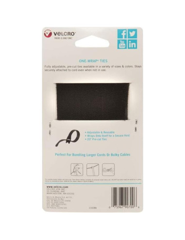 Ataduras Reutilizables VELCRO ONE-WRAP 58.4x2.2cm 3 Pzas