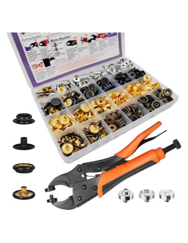 Kit de Botones a Presión SUNOR 100 Juegos 15mm 4 Colores