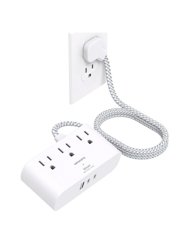 Regleta de Enchufes Planos HANYCONY 6 Pies 3 Salidas 3 USB