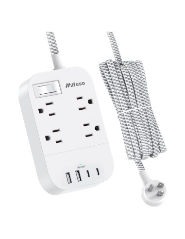 Regleta de Extensión MIFASOPOWER 15 pies con USB C y 4 Salidas