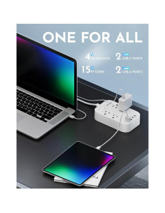 Regleta de Extensión MIFASOPOWER 15 pies con USB C y 4 Salidas 2