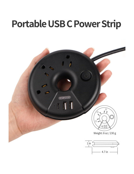 Regleta de Enchufes NTONPOWER 15FT con 3 Salidas y USB Regleta de Enchufes NTONPOWER 15FT con 3 Salidas y USB