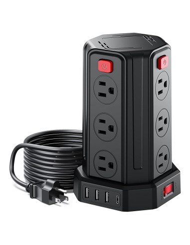 Regleta de Sobretensión SMALLRT 12 Salidas 4 USB 1.98 m Negro