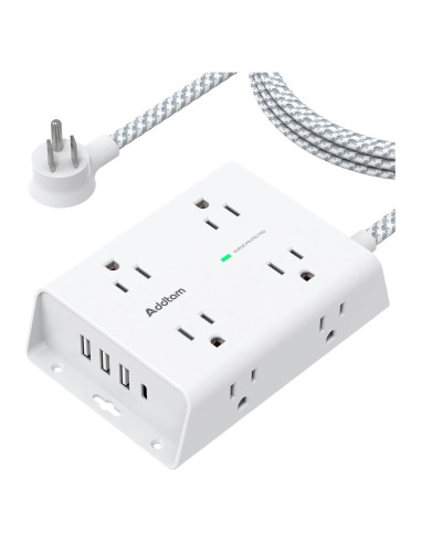 Regleta de Sobretensión Addtam 8 Salidas 4 USB C 5 Pies