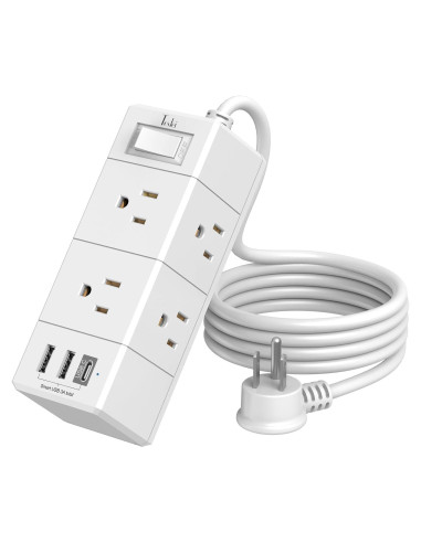 Regleta de Enchufes 6 Salidas y 3 USB Tcstei 1.52m Blanca