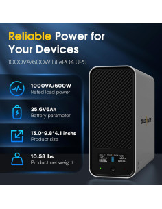 UPS 1000VA 600W GOLDENMATE Pro con Batería LiFePO4 y 8 Salidas 2