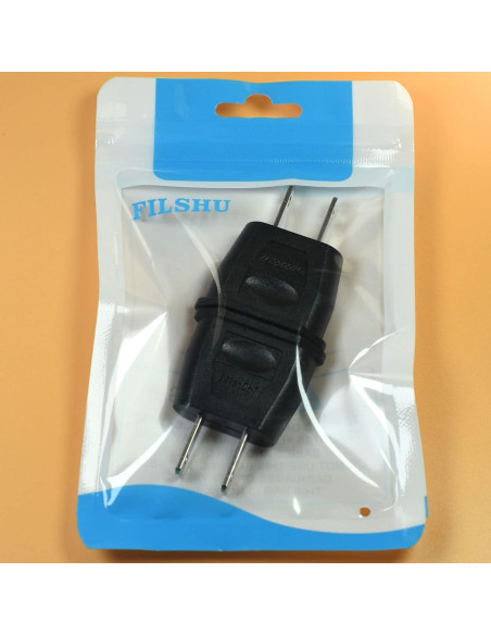 Adaptador de Enchufe Europa a EE. UU. FILSHU 2PCS Negro Adaptador de Enchufe Europa a EE. UU. FILSHU 2PCS Negro