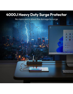 Regleta de Sobretensión NTONPOWER 15FT 4000J 12 Salidas 4 USB 2