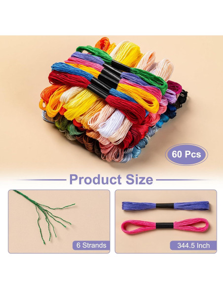 Hilo de Bordado Multicolor Amrules - 60 Madejas de 875.3 cm Hilo de Bordado Multicolor Amrules - 60 Madejas de 875.3 cm