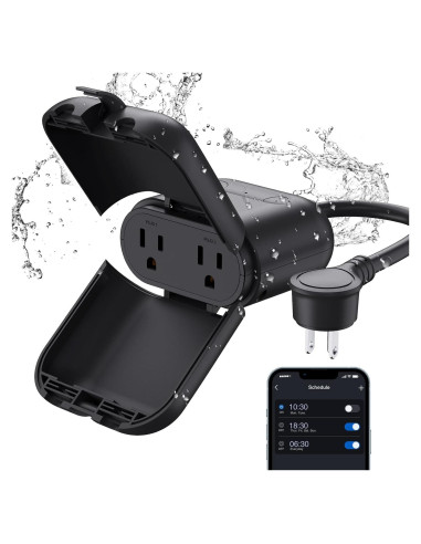 Enchufe Inteligente Exterior ELEGRP PQR20 IP66 WiFi 2 Tomas
