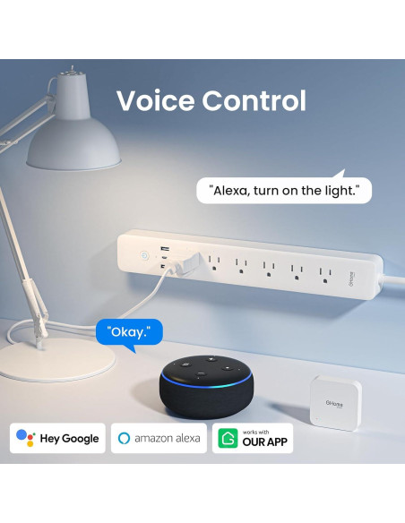 Toma de Corriente Inteligente GHome con 6 Salidas y 3 USB Toma de Corriente Inteligente GHome con 6 Salidas y 3 USB