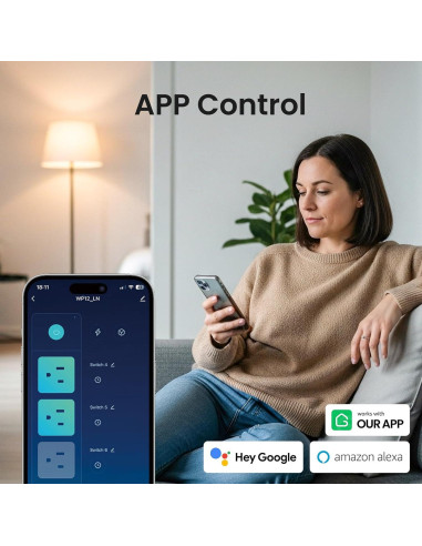 Toma de Corriente Inteligente GHome con 6 Salidas y 3 USB