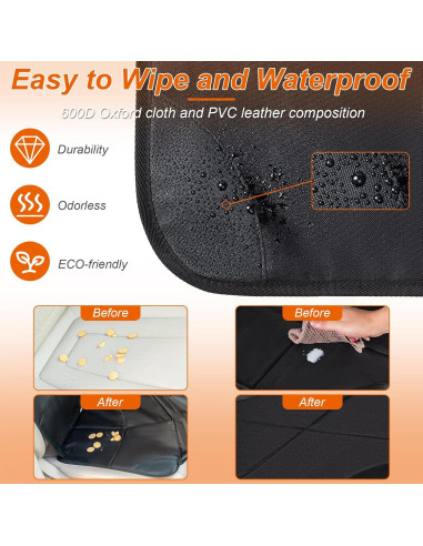 Protector de Asiento de Coche Husfunov 2 Pcs Negro Impermeable