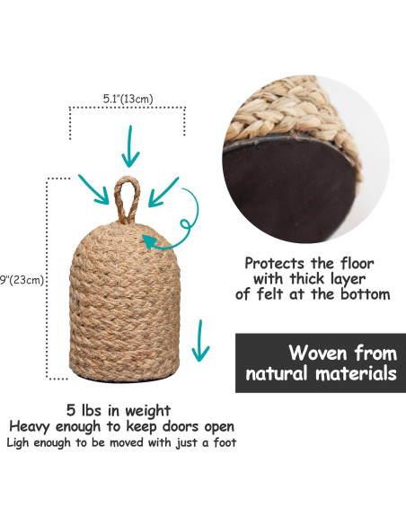 Tope de puerta pesado PEMAR de yute natural 13cm x 19cm Tope de puerta pesado PEMAR de yute natural 13cm x 19cm