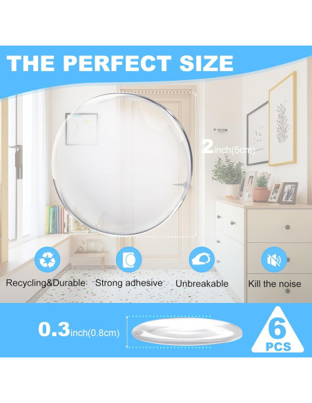 Topes de puerta autoadhesivos JZWBLILY 6 Pack 5cm Transparente Topes de puerta autoadhesivos JZWBLILY 6 Pack 5cm Transparente