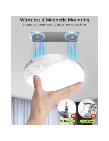 Luz de Techo Inalámbrica Hepside con Sensor de Movimiento 3000K-6500K