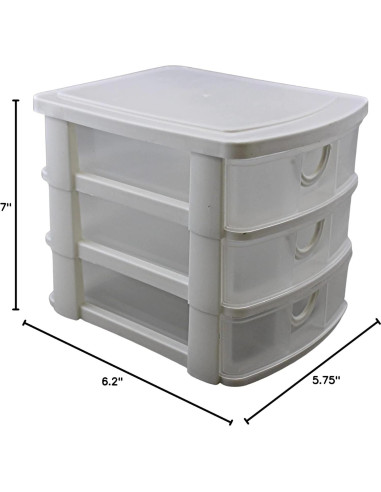 Organizador de Plástico Mini 3 Cajones Dependable Blanco