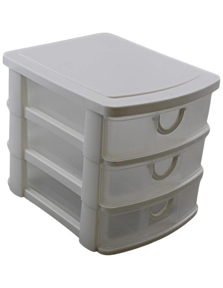 Organizador de Plástico Mini 3 Cajones Dependable Blanco Organizador de Plástico Mini 3 Cajones Dependable Blanco