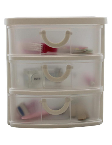 Organizador de Plástico Mini 3 Cajones Dependable Blanco