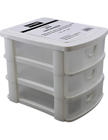 Organizador de Plástico Mini 3 Cajones Dependable Blanco