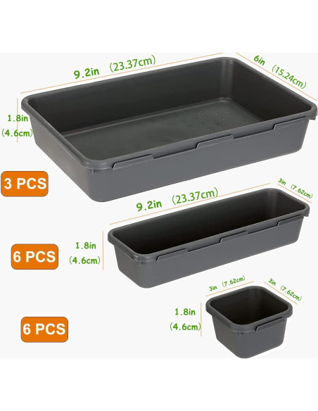 Organizador de Cajones 15 Pcs Kutesna Negro Apilable Organizador de Cajones 15 Pcs Kutesna Negro Apilable