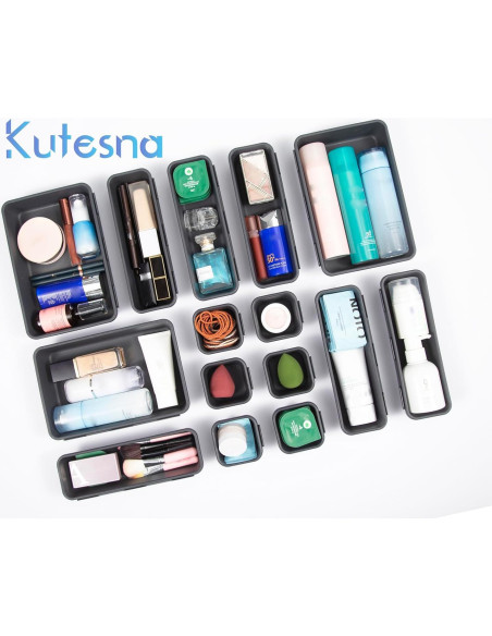 Organizador de Cajones 15 Pcs Kutesna Negro Apilable Organizador de Cajones 15 Pcs Kutesna Negro Apilable