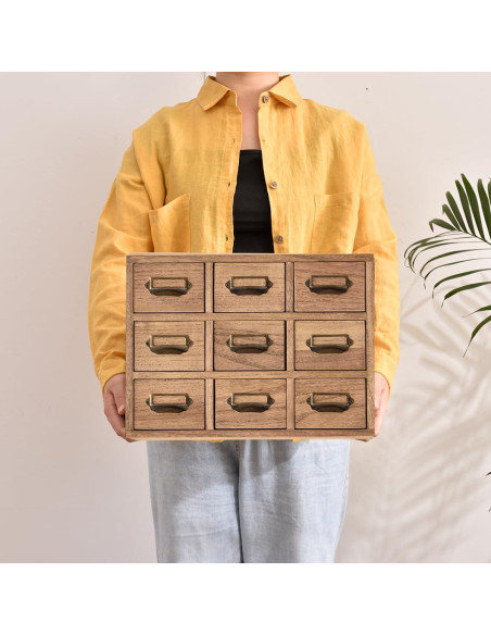 Gabinete de Almacenamiento KIRIGEN de Madera 9 Cajones 36x16x26.6cm Gabinete de Almacenamiento KIRIGEN de Madera 9 Cajones 36x16x26.6cm