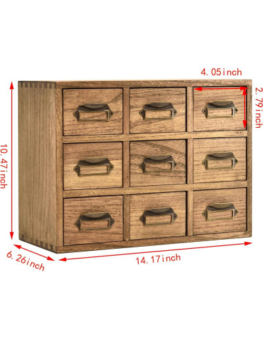 Gabinete de Almacenamiento KIRIGEN de Madera 9 Cajones 36x16x26.6cm
