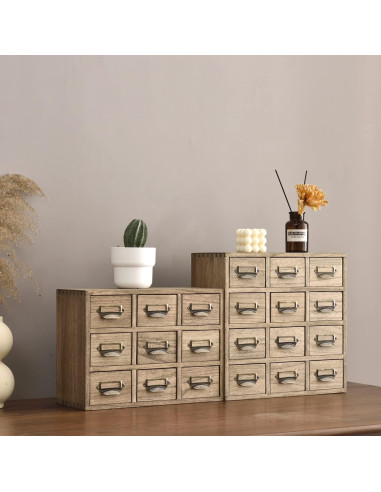 Gabinete de Almacenamiento KIRIGEN de Madera 9 Cajones 36x16x26.6cm