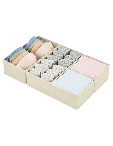 DIMJ Organizadores de Cajones Plegables Beige Set de 4