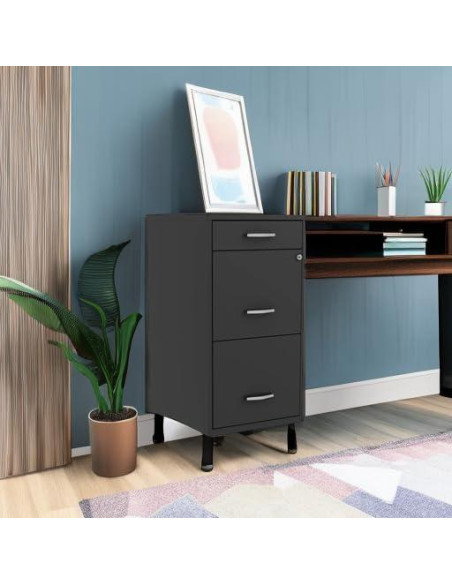 Organizador de Archivos de Metal Hirsh 3 Cajones 45.72cm Negro Organizador de Archivos de Metal Hirsh 3 Cajones 45.72cm Negro