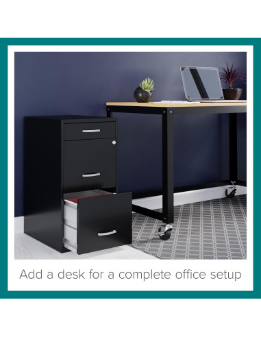 Organizador de Archivos de Metal Hirsh 3 Cajones 45.72cm Negro