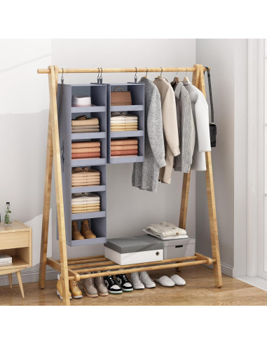Organizador Colgante FLYBOX de 3 Estantes para Closet Gris