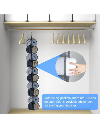 Organizador Colgante de Leggings Ioryseg 20 Bolsillos Negro