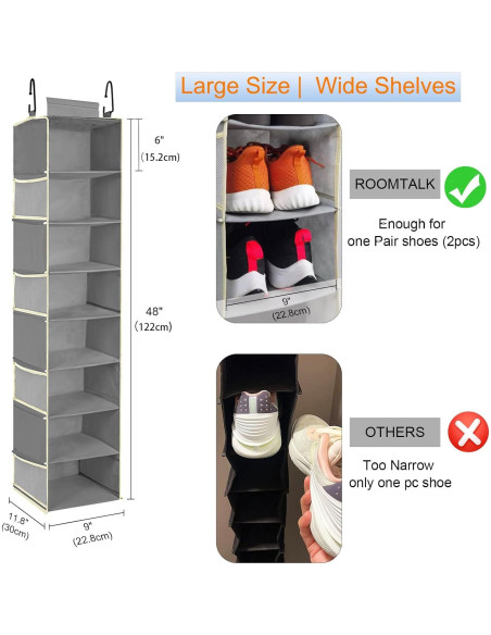 Organizador Colgante de Zapatos Roomtalk 8 Estantes Gris 30x22.86x121.92 cm Organizador Colgante de Zapatos Roomtalk 8 Estantes Gris 30x22.86x121.92 cm