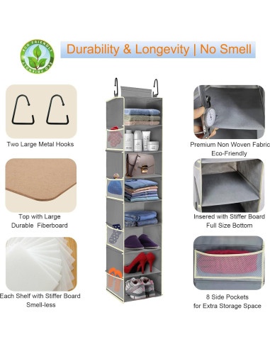 Organizador Colgante de Zapatos Roomtalk 8 Estantes Gris 30x22.86x121.92 cm