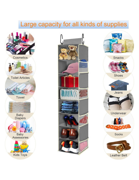 Organizador Colgante de Zapatos Roomtalk 8 Estantes Gris 30x22.86x121.92 cm Organizador Colgante de Zapatos Roomtalk 8 Estantes Gris 30x22.86x121.92 cm