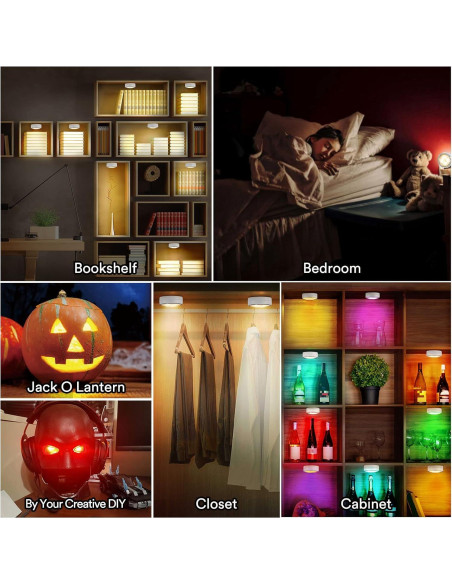 Luces LED Puck Inalámbricas con Control Remoto - 2 Paquetes Blancos Luces LED Puck Inalámbricas con Control Remoto - 2 Paquetes Blancos