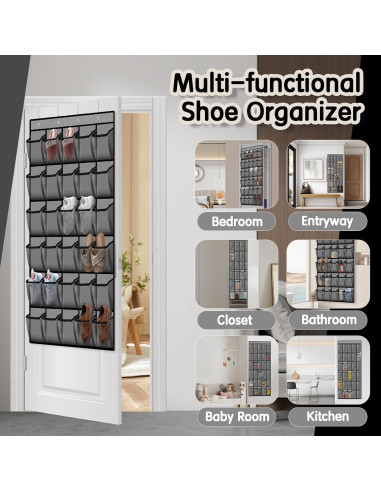 Organizador de Zapatos Colgante Kotkn 30 Bolsillos Malla Gris-B