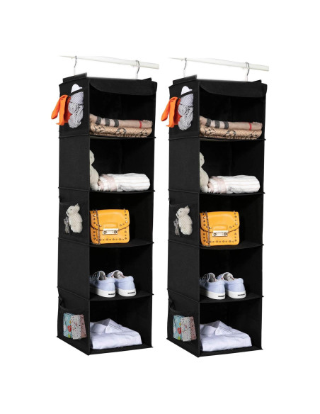 Organizador de Closet Colgante BrilliantJo 5 Estantes Negro Organizador de Closet Colgante BrilliantJo 5 Estantes Negro