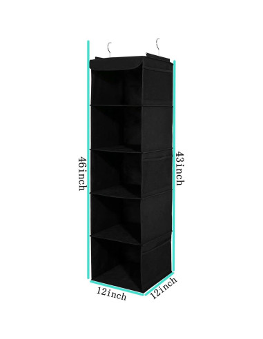 Organizador de Closet Colgante BrilliantJo 5 Estantes Negro