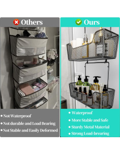 Organizador Colgante HapiRm sobre la Puerta - 4 Cestas Metálicas 2