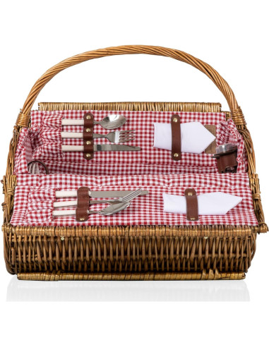Cesta de Picnic de Mimbre Barrel Picnic Time para 2 - Rojo y Blanco