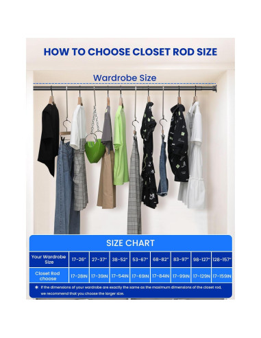 Barra de Closet Ajustable Supforce 17-84 Pulgadas Metal 30 kg