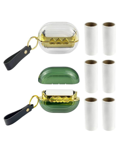 Juego de 2 Rodillos de Pelusa Portátiles Esamploe Verde Gris
