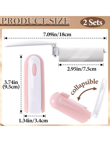 Rodillo de Pelusa Portátil Joez Maravilloso 2 Pcs Rosa Rodillo de Pelusa Portátil Joez Maravilloso 2 Pcs Rosa