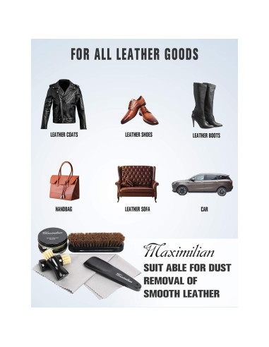 Kit de Cuidado de Zapatos Maximilian 7 Piezas - Brillo de Cuero Negro