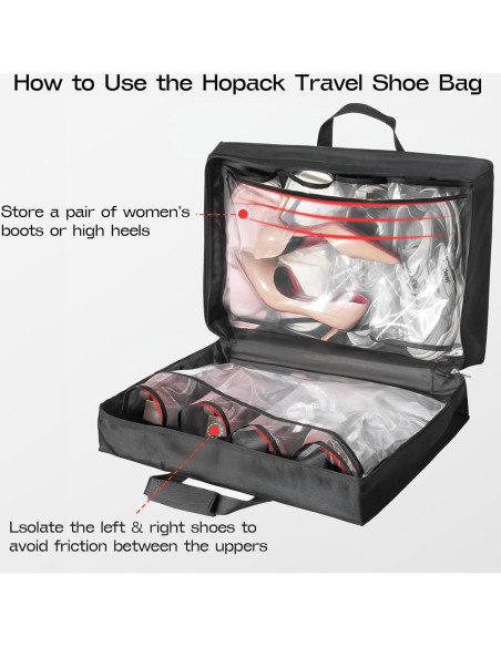 Bolsa de Zapatos de Viaje Hopack Negra Impermeable 50x30x15 cm Bolsa de Zapatos de Viaje Hopack Negra Impermeable 50x30x15 cm