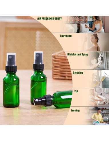Botellas de Spray de Vidrio 28ml SprayDroplet Verde 48pcs